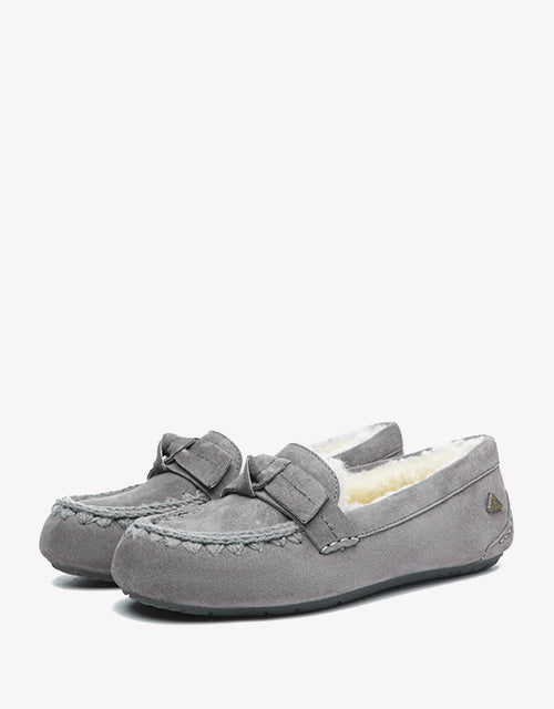 Woven Moccasins In Charcoal