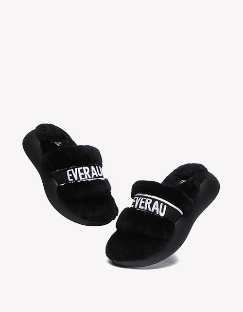 Flossy Slipper in Black